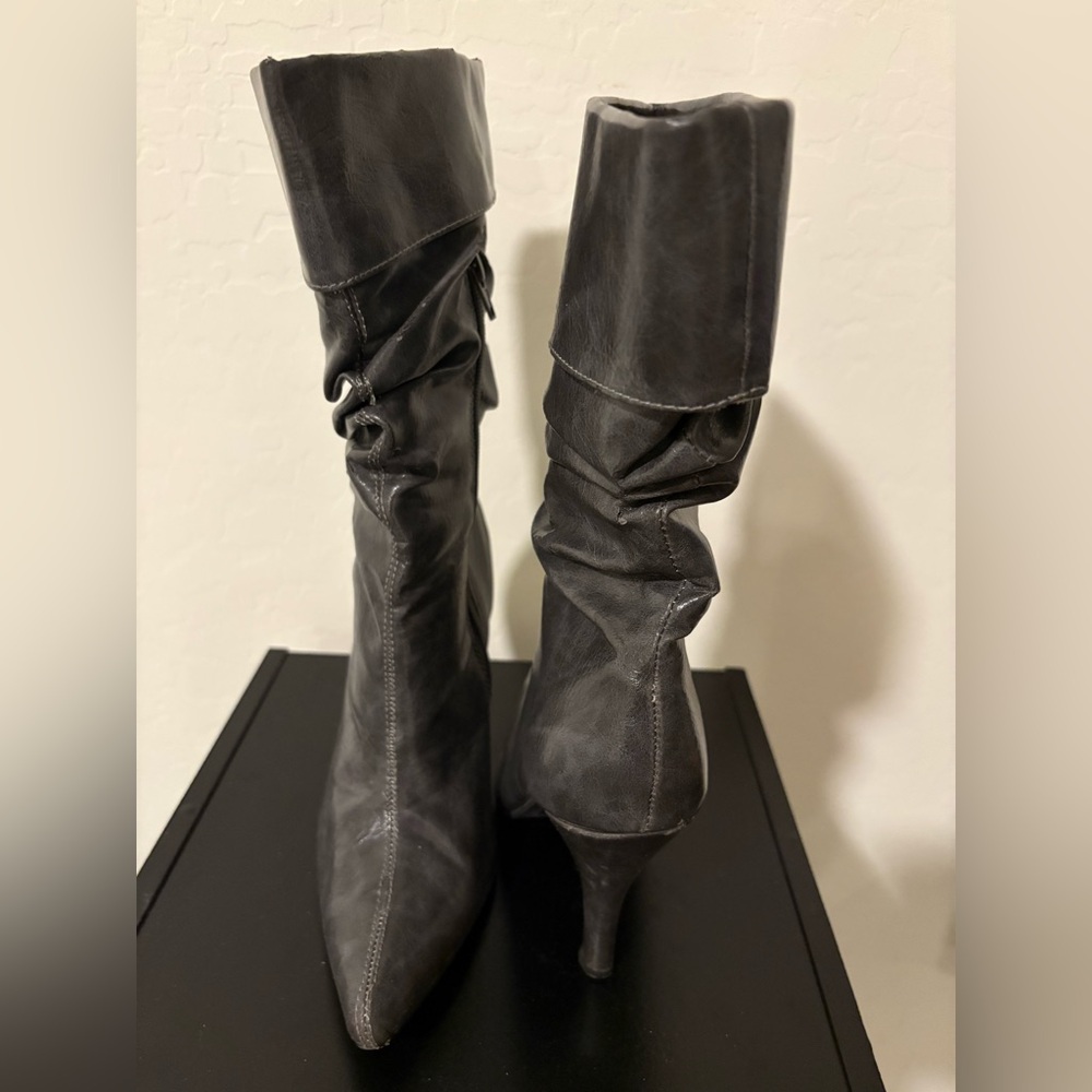 Black Slouchy Heeled Boots